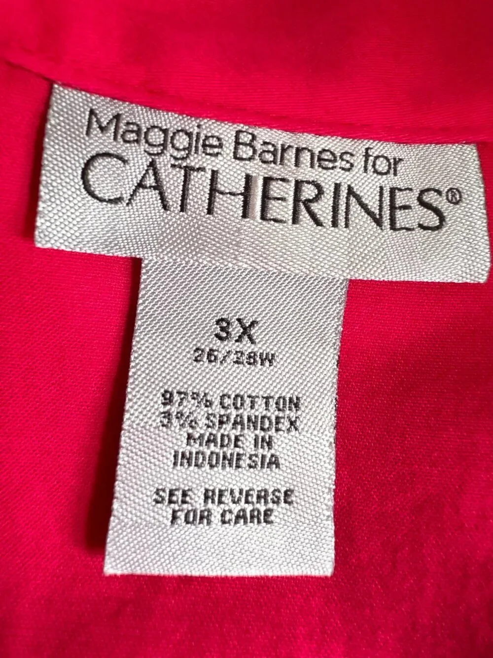 Maggie Barnes for Catherine's Pintuck Yoke Button Front Top Cotton Spandex 3X